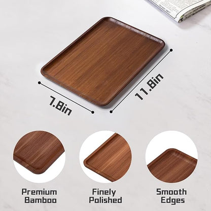 XZHXFX Bamboo Vanity Tray, Decorative Tray for Counter, Coffee Table, Kitchen, Bedroom (Small)
