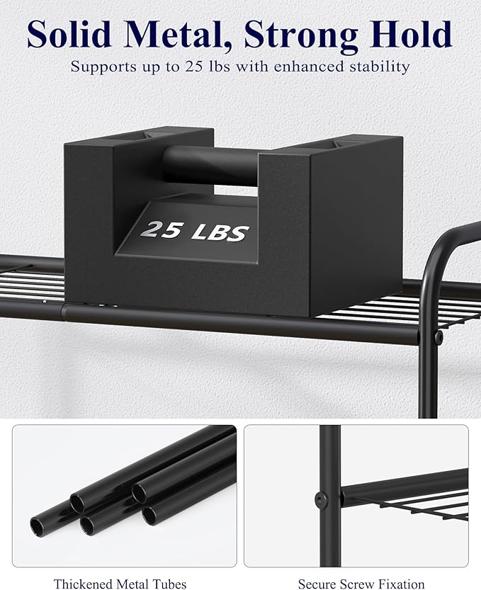 Kitsure Shoe Rack - Stainless Steel Shoe Organizer, Sturdy Shoe Rack for Closet and Front Door Entrance, Free Standing Shoe Shelf, Closet Organizers and Storage, 25.6" Wide - 3 Tier, Black