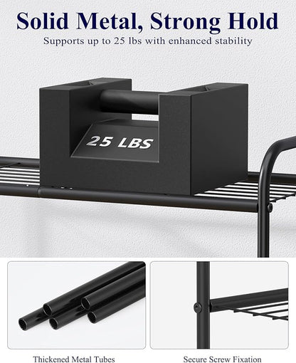 Kitsure Shoe Rack - Stainless Steel Shoe Organizer, Sturdy Shoe Rack for Closet and Front Door Entrance, Free Standing Shoe Shelf, Closet Organizers and Storage, 25.6" Wide - 3 Tier, Black
