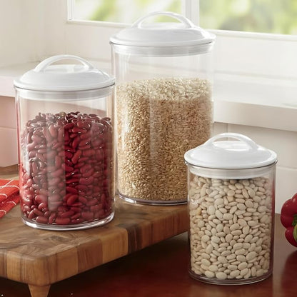 Reston Lloyd Food Storage Containers, BPA Free Airtight Canisters for Cereal, Pasta, Sugar, Coffee, Flour, Cookies, Loose Tea, for Kitchen Organization, Set of 3, White