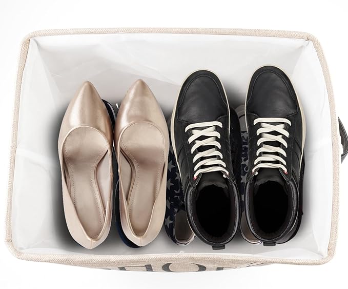 2 Pack Storage Basket for Shoe Organizer, Flodable Space-Saving Storage Bin Decorative Basket Shoe Storage Bin Organizer for Hallway Entryway Home Decor Living Room