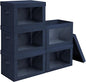Homsorout Stackable Storage Bins with Lids - Medium Storage Box with Lids, Foldable Closet Boxes for Organizing, Wardrobe Clothes Organizer with Window, Cubes Bins for Living Room, 5 Pack, Navy Blue