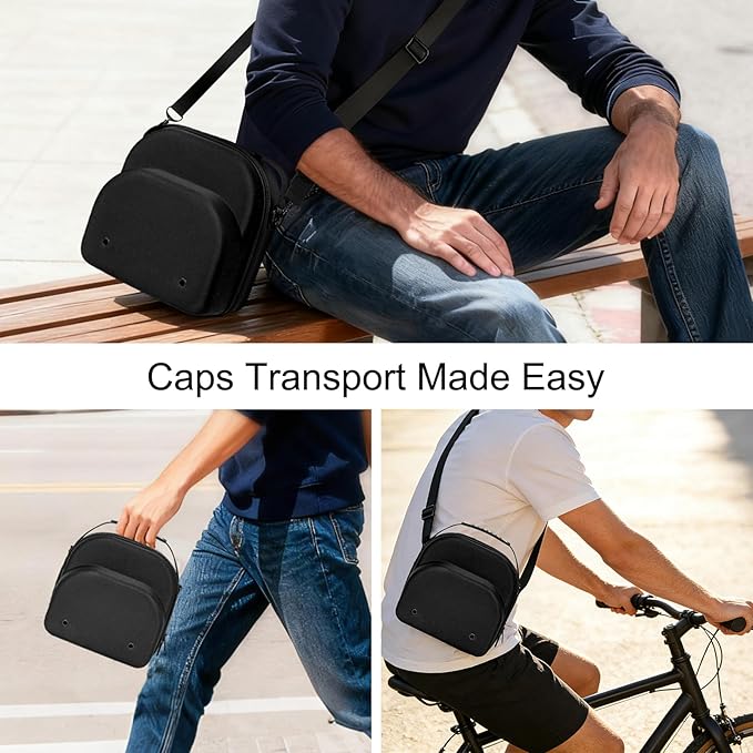 Epesoware Small Hard Hat Travel Case for Baseball Caps - Crush Proof Cap Carrier for 3 Hats, Hat Storage Organizer with Adjustable Shoulder Strap and Handle, for Travel & Home Use