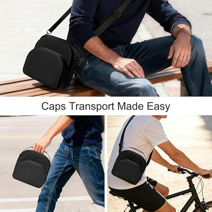 Epesoware Small Hard Hat Travel Case for Baseball Caps - Crush Proof Cap Carrier for 3 Hats, Hat Storage Organizer with Adjustable Shoulder Strap and Handle, for Travel & Home Use