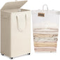 Goodpick Laundry Basket with Wheels and Lid, 100L Collapsible Dirty Clothes Hamper for Laundry Room Bathroom, Extra Large Rolling Hamper with Removable Wash Bag, White