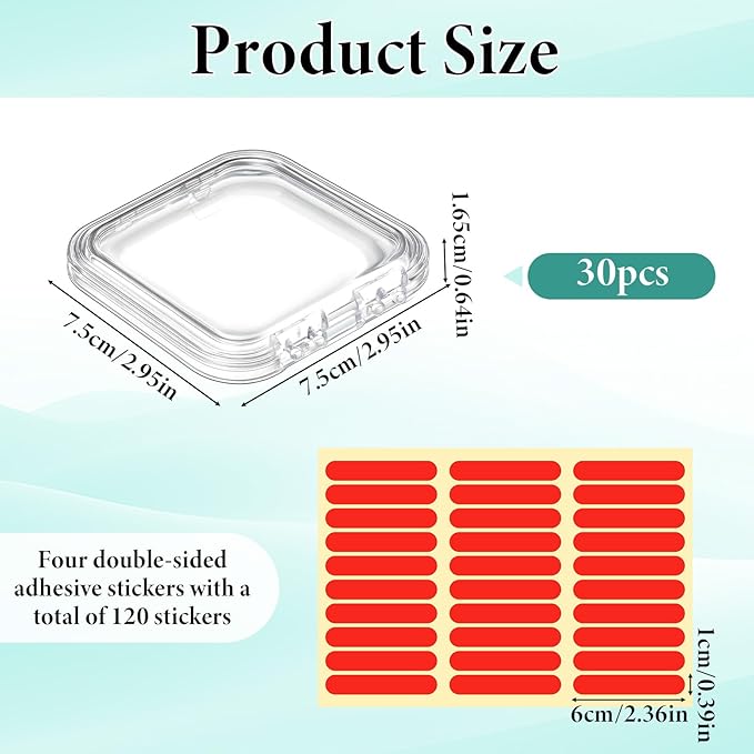 30pcs Press on Nail Case, Nail Storage Box Clear Acrylic Nails Display Box Packaging Fake Nails Storage Case with 90 Pcs Adhesive Double Sided Tape for Fake Nail-Storages,Display-/2.95*2.95inch