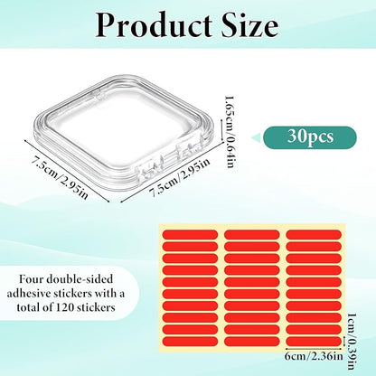 30pcs Press on Nail Case, Nail Storage Box Clear Acrylic Nails Display Box Packaging Fake Nails Storage Case with 90 Pcs Adhesive Double Sided Tape for Fake Nail-Storages,Display-/2.95*2.95inch