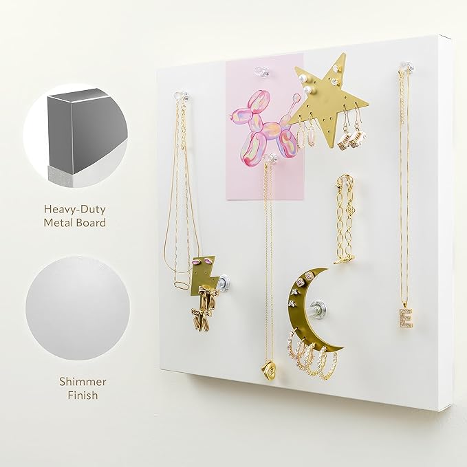 Magnetic Wall Mounted Jewelry Organizer | Hanging Jewelry Storage | Preppy Jewelry Holder For The Wall | Trendy Jewelry Storage Solutions For Girls & Young Adults