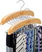 Tie Rack Hanger for Closet: Ohuhu 2 Packs 24 Folding Hooks Tie Hangers for Men Wooden Tie Holder Organizer Space Saving Necktie Storage 360 Degree Rotating Ties Belts Scarves Tank Tops-Burlywood