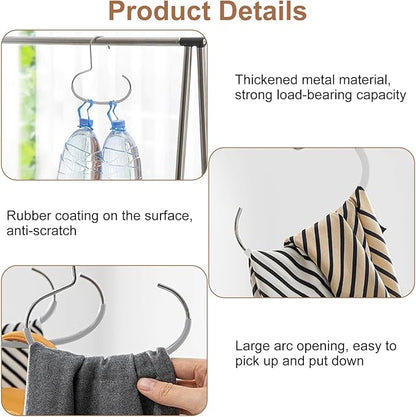 6 Pcs Hat Organizer for Baseball Caps, Heavy-Duty Metal Closet Cap Rack Holder for Space-Saving, Cap Organizer for Baseball Caps, Beanies, Belts, Purses (Gray)