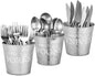 Honeydak 3 Pcs Farmhouse Silverware Holder Countertop Metal Cooking Utensil Caddy Fork Knife and Spoon Cutlery Organizers for Kitchen Counter, Cabinet, Drawer or Pantry