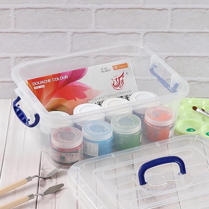 Morcte 8 L Clear Latching Box, Plastic Storage Bin with Handle, 2-Pack