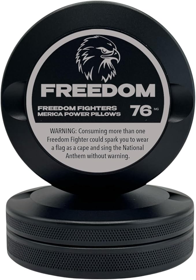 Freedom | Metal Container for Zyn, Premium Aluminum Can & Rugged Pouch Holder | Extra Capacity, Knurled Grip & Used Pouch Storage | EDC (Black)