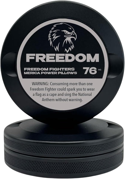 Freedom | Metal Container for Zyn, Premium Aluminum Can & Rugged Pouch Holder | Extra Capacity, Knurled Grip & Used Pouch Storage | EDC (Black)
