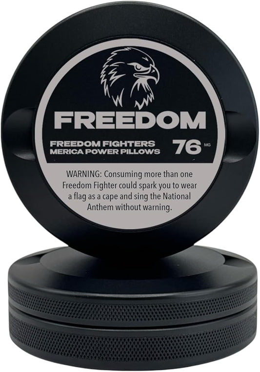 Freedom | Metal Container for Zyn, Premium Aluminum Can & Rugged Pouch Holder | Extra Capacity, Knurled Grip & Used Pouch Storage | EDC (Black)