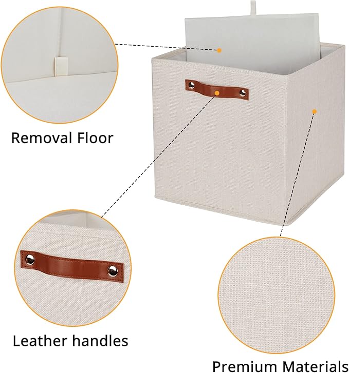 DULLEMELO Storage Baskets for Shelves Closet Storage,Sturdy Home Organization Bins for Gifts Empty,Foldable Fabric Storage Cubes Baskets for Nursery Toys Towels Clothes Storage(Beige-4 Pack)