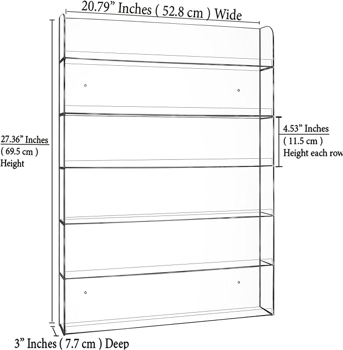 AMT 6 Tier Acrylic Nail Polish Racks for the Wall, Holds up to 180 Bottles, CLEAR Nail Polish Display, Essential Oils Organizer. Plus a Microfiber Cloth for Cleaning Purposes