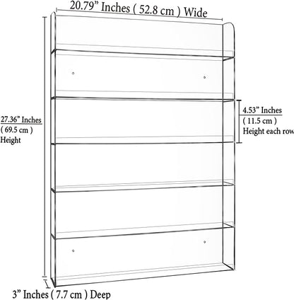 AMT 6 Tier Acrylic Nail Polish Racks for the Wall, Holds up to 180 Bottles, CLEAR Nail Polish Display, Essential Oils Organizer. Plus a Microfiber Cloth for Cleaning Purposes