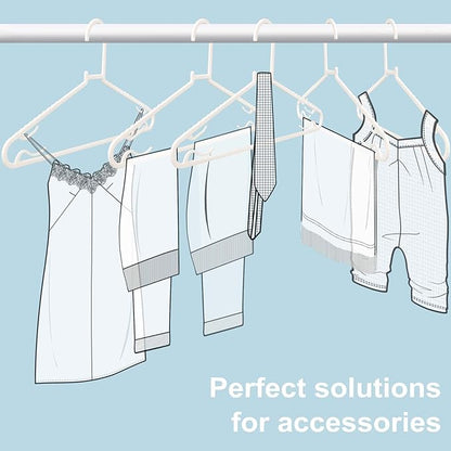 Plastic White Hangers 50 Pack, Light Weight Durable Clothes Hangers G-Shape Hangers Standard Size Ideal for Tank T-Shirts Dresses Jackets Suits Blouses Ties Leggings