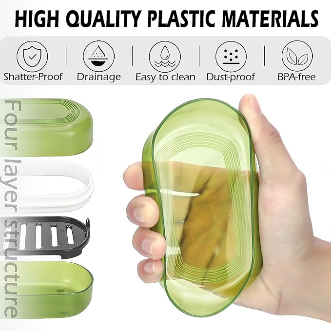 AIDIMMING Travel Soap Case, Bath Soap Holder, Bar Soap Dish with Lid for Traveling,Portable Bar Soap Container for Traveling, Camping, Gym, Bathroom (Green)