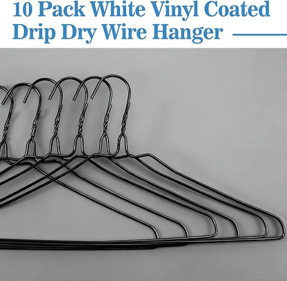 50 Pack Drip Dry Wire Hanger Bulk 16 Inch Galvanized Steel Clothes Coat Hangers with Plastic Coating Dry Cleaner Suit Holders for Home Caped Clothing (Black)