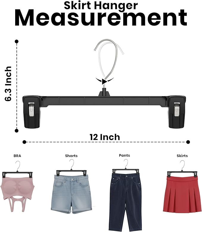 Utopia Home Skirt Hangers - 30 Pack Plastic Hangers with Clips and 360 Swivel Hook for Closet Use and Hanging Bottoms Such as Skirts Pants Jeans