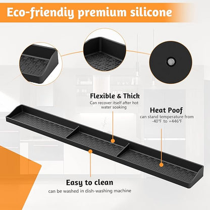 Foeacry 30 Inch Magnetic Stove Top Shelf - Heat Resistant Silicone Over the Stove Shelf Spice Rack, No Drill Easy Clean Kitchen Storage Organizer for Small Kitchen, Fits Gas & Electric Stoves