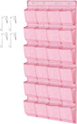 homyfort Pink Shoe Organizer Over the Door for Girls Women Kids Room,Hanging Shoe Rack Organizer for Closet Door,Zapateras Storage Holder with 24 Large Pockets & 4 Sturdy Hooks for Shoes,Slippers