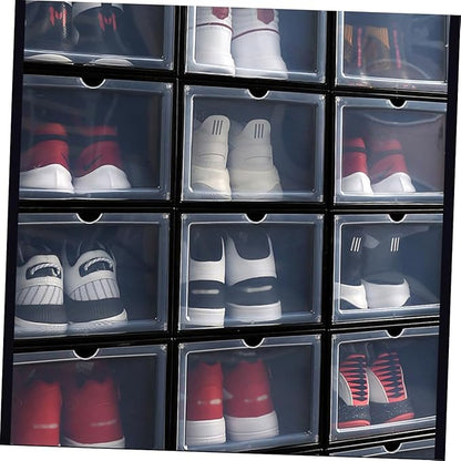 MAGICLULU Thick Plastic Magnetic Shoe Boxes Stackable Shoes Storage Easy to Entryway Organizer