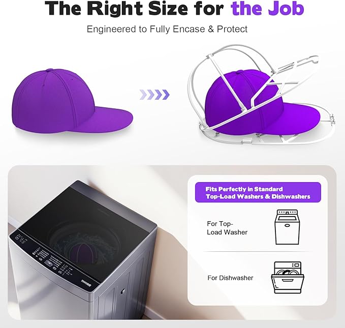Hat Washer Cage for Washing Machine – Baseball Cap Cleaner Rack for Washer & Dishwasher, Structured Cap Shaper & Protector for Hats – 1 Pack (Assembly Required)