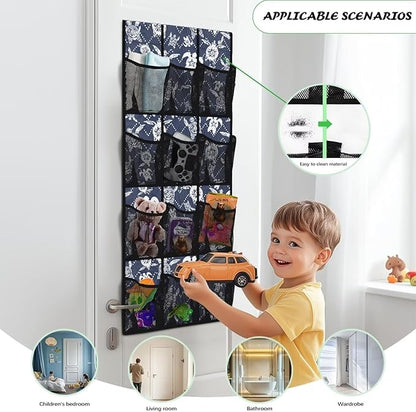 Sea Turtles Over the Door Shoe Organizer,Shoe Organizer Door Hanger with 12 Mesh Large Pockets,Space Saver,Unique Print