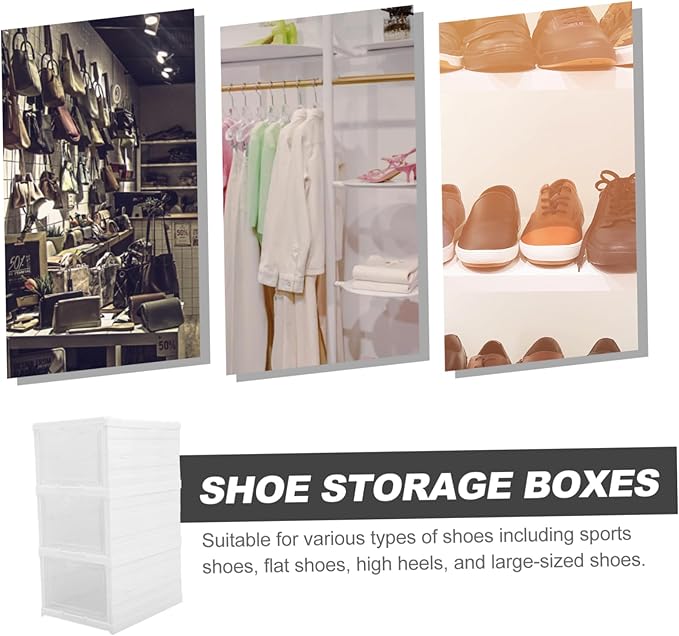 Healifty 1set Shoe Storage Boxes Stackable and Space-saving Multi-layer Organizer for Sneakers Drawer Design for Easy Access Fits Shoe Types