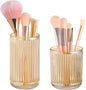 DASITON Makeup Brush Holder Organizer, Crystal Glass Makeup Brushes Storage Holder, Vintage Make Up Brush Cup for Vanity, Pen Pencil Holder for Desk, Toothbrush Holders for Bathroom (Coffee SL)