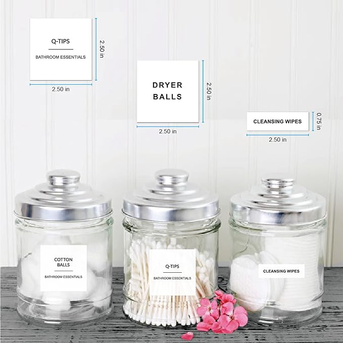 204pcs Waterproof Minimalist Style Bathroom Labels for Organizing Bathroom Storage Bins Containers and Jars to Stick for Glass or Plastic Spray Bottle and Metal
