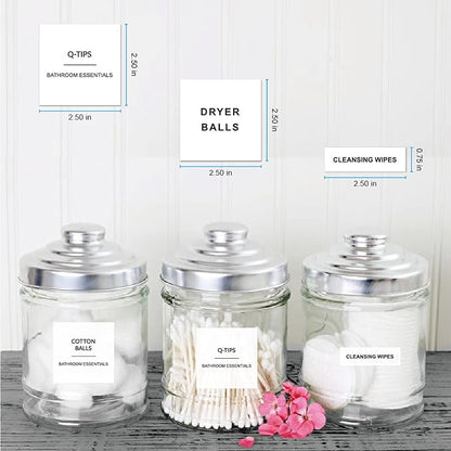 204pcs Waterproof Minimalist Style Bathroom Labels for Organizing Bathroom Storage Bins Containers and Jars to Stick for Glass or Plastic Spray Bottle and Metal