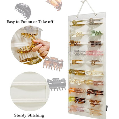 Hanging Hair Claw Clips Organizer, Claw Clips Organizers and Storage for Women Girls, Hair Claw Clips Holder for Wall, Door, Closet(NO ACCESSORIES INCLUDED)(Beige)