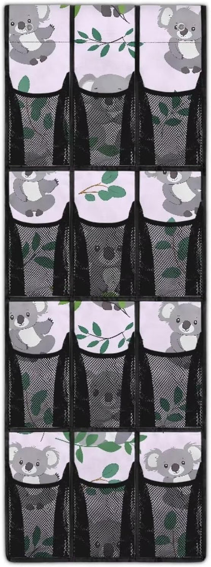 Koala Over the Door Shoe Organizer, Clear Hanging Shoe Rack Holder with 24 Pockets, Foldable Shoe Storage for Slippers, Sandals, High Heels, Sneakers or Accessories