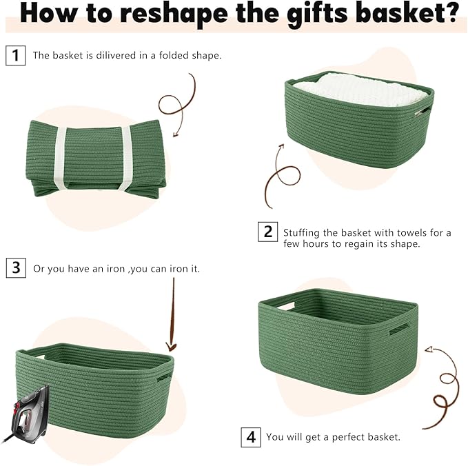 OIAHOMY Storage Basket for Shelves, Closet Cube Storage Bins Baskets for Clothes Blanket Towels, Baby Nursery, Toy Baskets Box, Woven Rope Basket, 15.75 * 11.81 * 7.09 IN, 2 Packs Olive Green