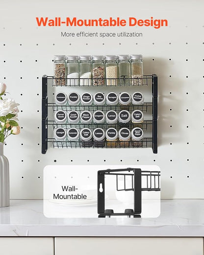 VEVOR Detachable Spice Rack Organizer for Cabinet, 4 Tie Stackable Seasoning Organizer, Spice Jars Kitchen Storage for Countertop Kitchen Pantry Cupboard, 15.8x10.7 in