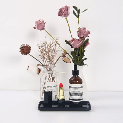 Black Ceramic Vanity Tray, Small Rectangle, Kitchen Sink, Marble Bathroom, Organizer for Candle, Soap, Jewelry, Perfume, Towel Holder, Decoration Bedroom