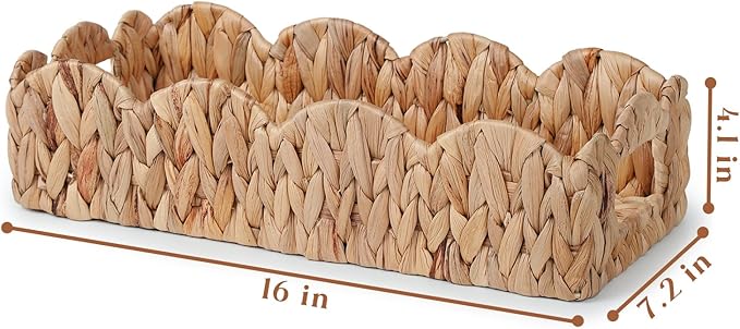 YANGQIHOME Toilet Paper Basket, Water Hyacinth Toilet Tank Basket for Storage, Scalloped Baskets for Bathroom Decor Bedroom Nursery Room Kitchen
