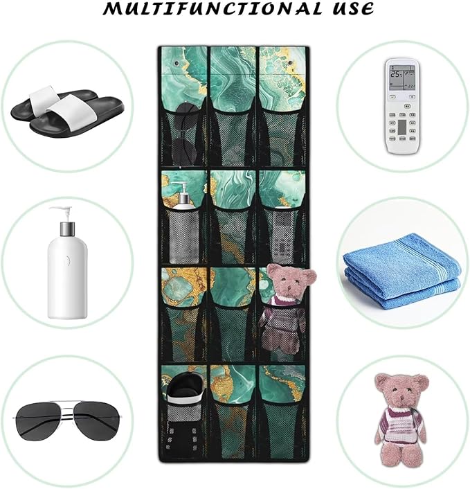 Generic Green Marble Over The Door Shoe Organizer for Cruise Ship Strong Over The Door Storage Organizer Shoes Spandex Fabric Is Not Only Flexible But Also Allows Fit Into Any Space Behind The Door