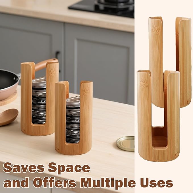 3 Pcs Mason Jar Lid Organizer Regular Mouth Bamboo Vertical Organization Tumbler Lids Storage Holder Mason Jar Accessories for Home Kitchen