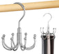Belt Hanger, Rotatable Belt Organizer Rack for Closet Sturdy Max 24 Belts Storage with 8 Hooks, Hanging Space Saving Closet Organizers for Belts Holder, Silver