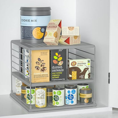 2 PACK Cabinet Organizer- Divided Compartment Holder for Foil and Plastic Wrap- Upgraded Pantry Organizers and Storage for Kitchen(Gray)