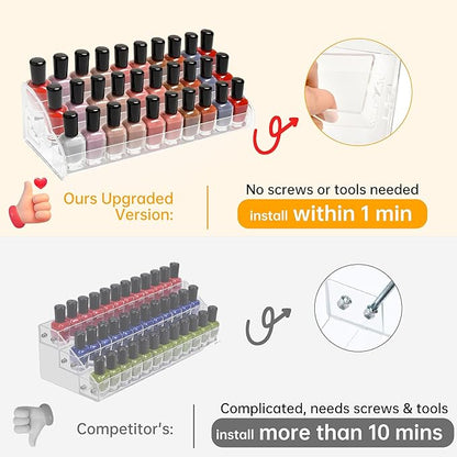 Nimiah 5-Tiers Nail Polish Hoder - Clear Acrylic Display Rack for Nail Organizers and Storage Vanity Display Stand for Eyeglass Makeup and Eyeshadow Palettes