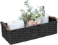 Round Paper Rope Storage Basket Wicker Baskets for Organizing with Handle Decorative Storage Bins for Countertop Toilet Paper Basket for Toilet Tank Top Small Baskets,Black