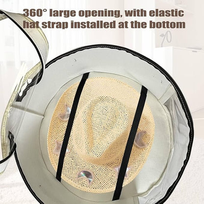 STARGAZ Oversized Clear Hat Storage Bag, Hat boxes for women storage, Cowboy hat storage, Hat accessories, hat organizer for closet, hat travel case with Handle, Holds Up to 10 Hats (White 1 Pack)
