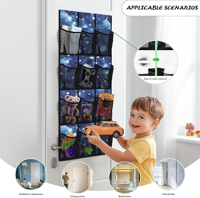 Starry Sky Over the Door Shoe Organizer,Hanging Storage Bags with 12 Mesh Large Pockets,Hanging Shoe Storage Hanging Bag