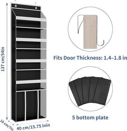 KYEVIS Over The Door Hat Organizer for Baseball Caps - Holds up 60 Hat Rack with Extra Large Row for Cowboy, Hat Storage for Closet, Bedroom, Cabinet, Space Saving Hanging Holder, Scarves, Accessories